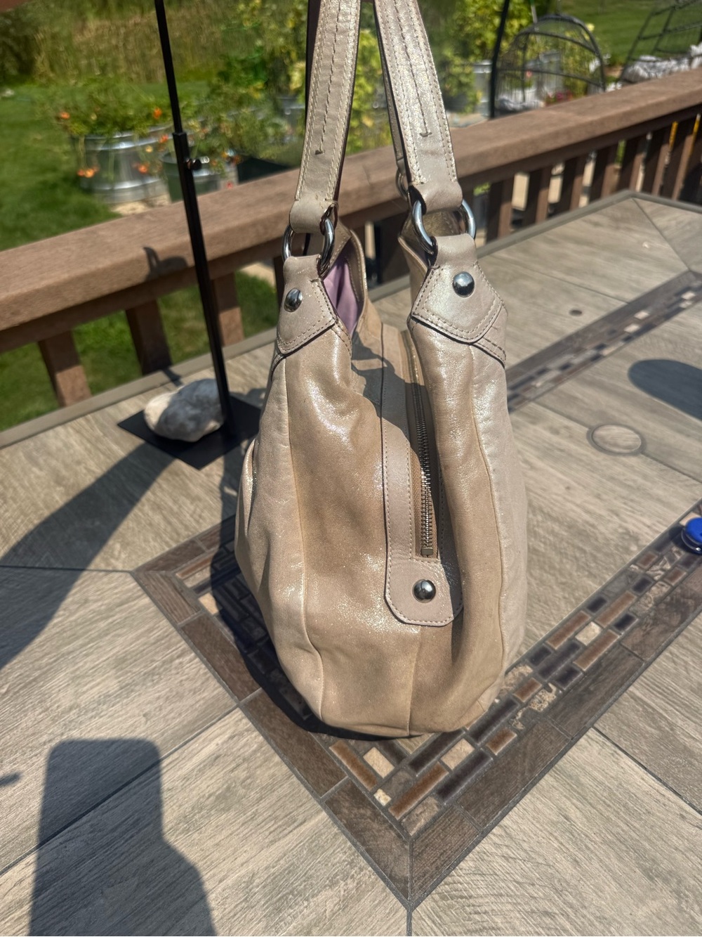 Vintage Coach Soho Lynn Hobo Shoulder Bag Metallic Shiny Gold Y2K - Picture 6 of 13